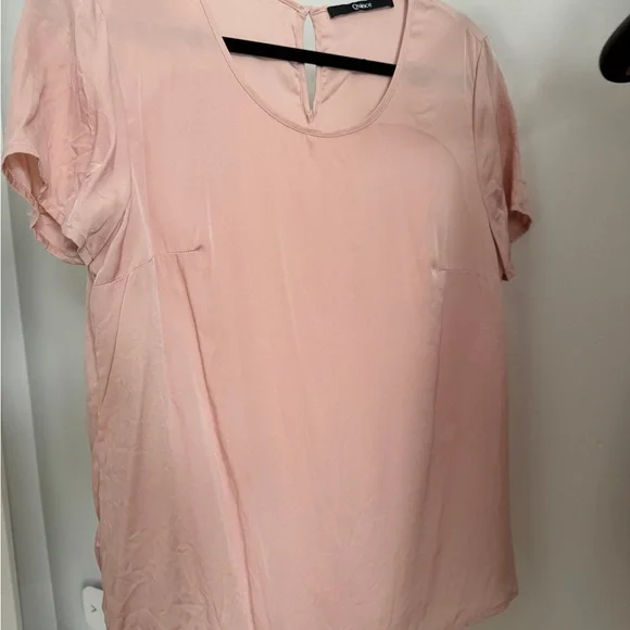 Quince Pink Washable Stretch Silk Short Sleeve Top Womens Medium - Picture 4 of 7